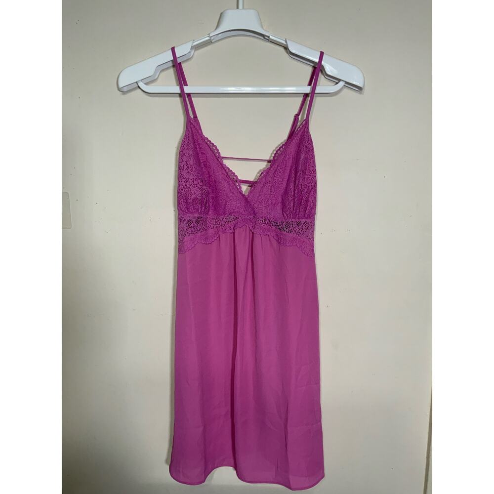 INC International Concepts Scalloped Lace Pink Lace Chiffon Lingerie Size M NWT